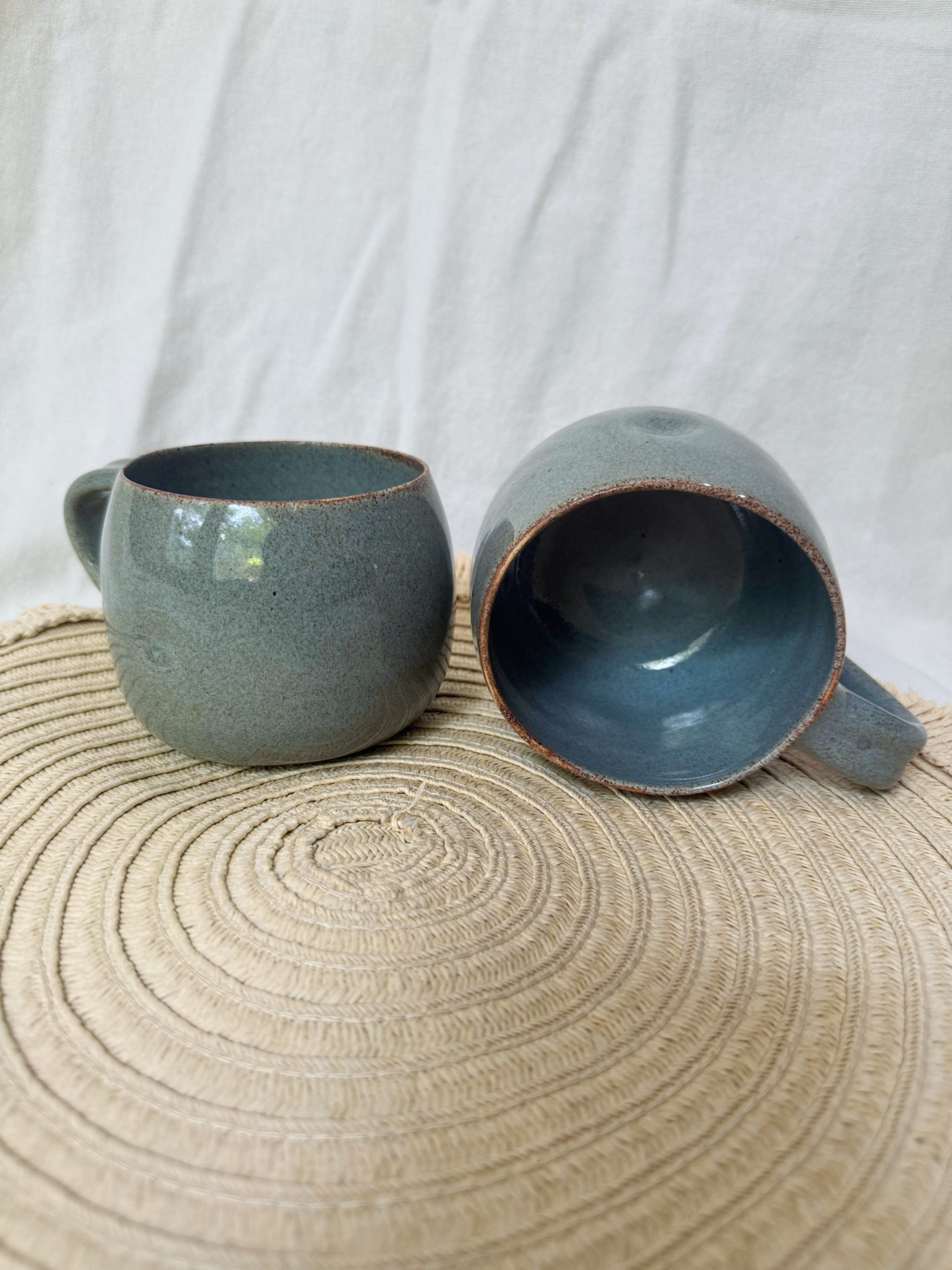 Dimpled Blue Coffee Mugs
