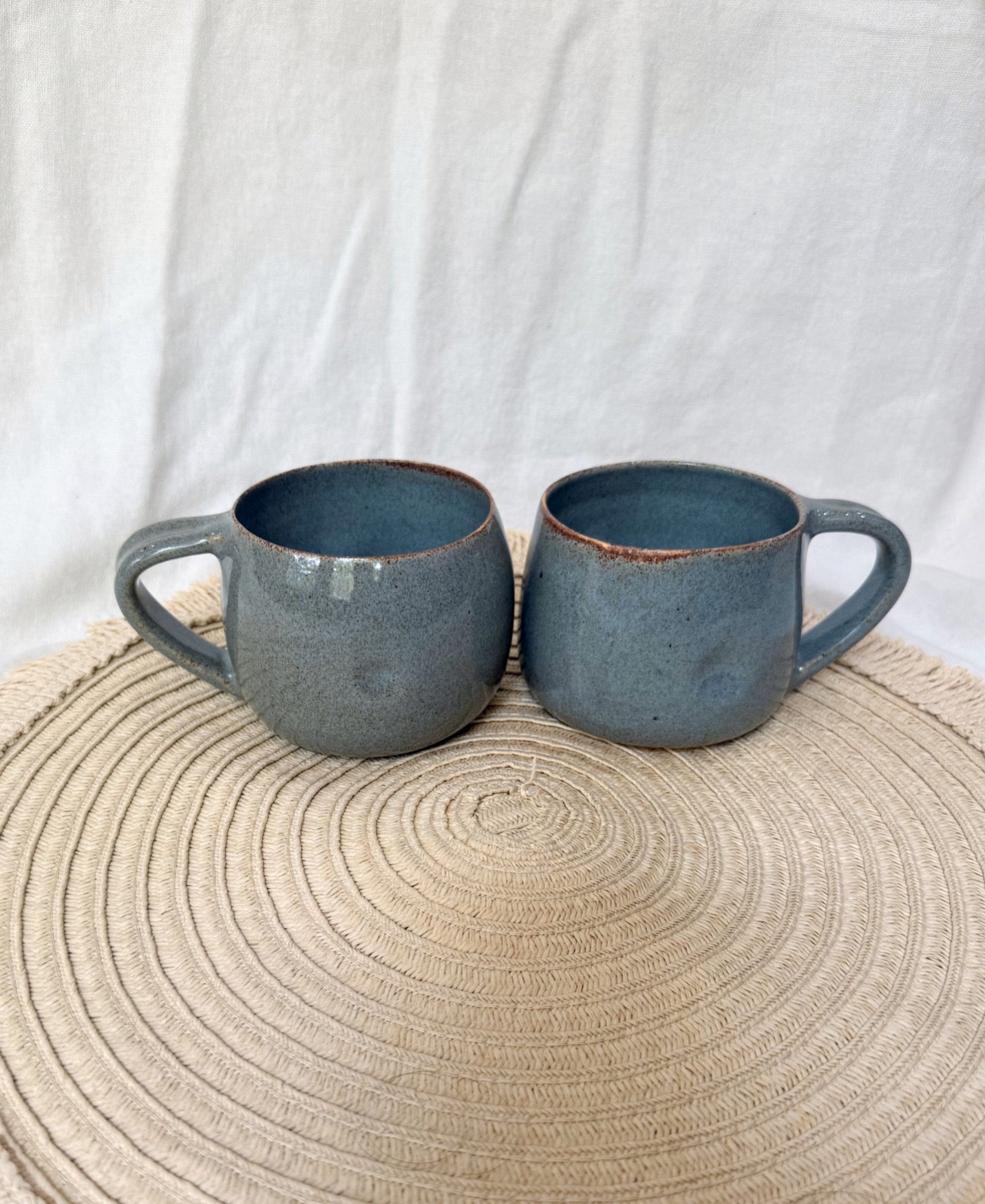 Dimpled Blue Coffee Mugs