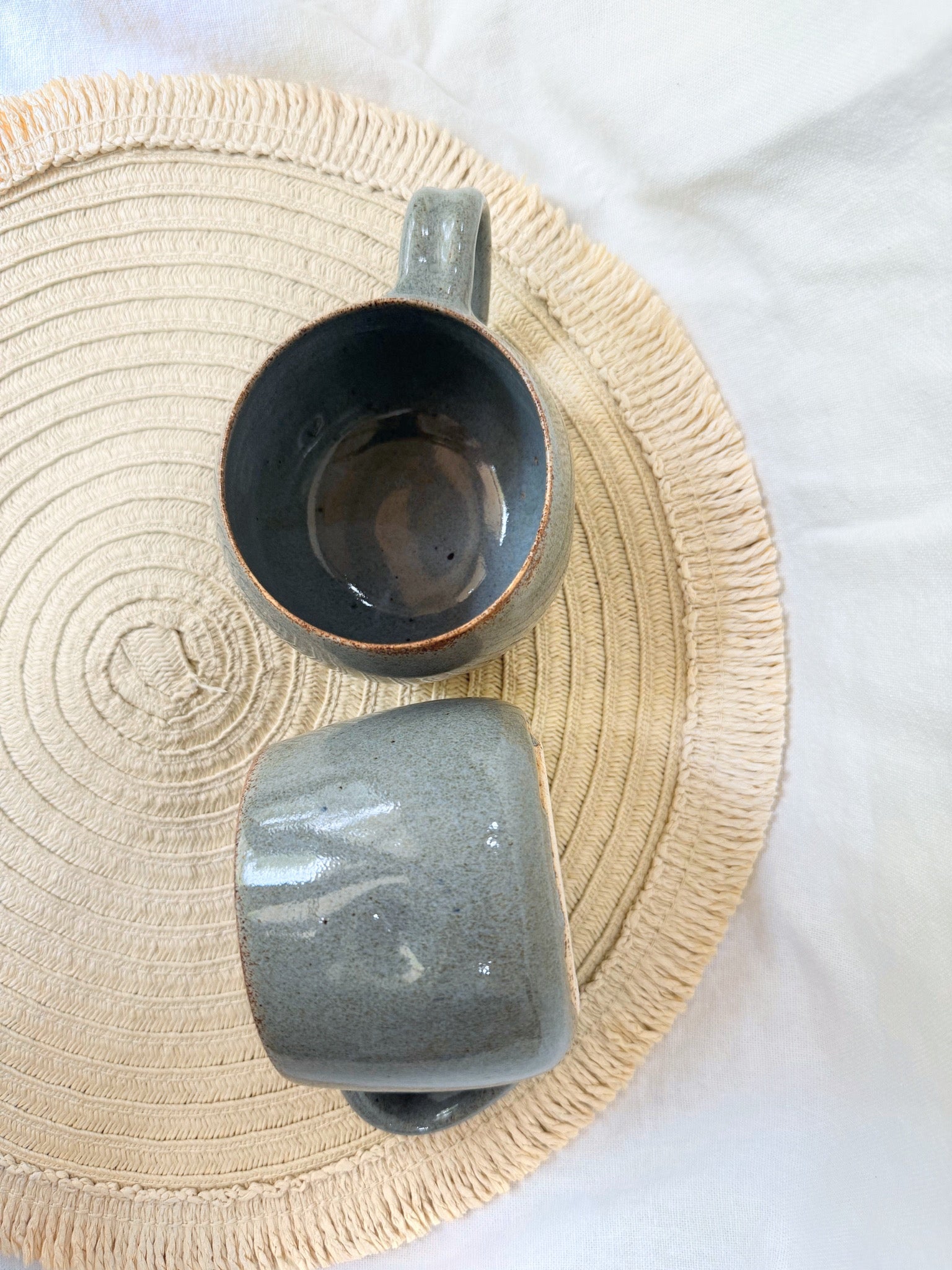 Dimpled Blue Coffee Mugs