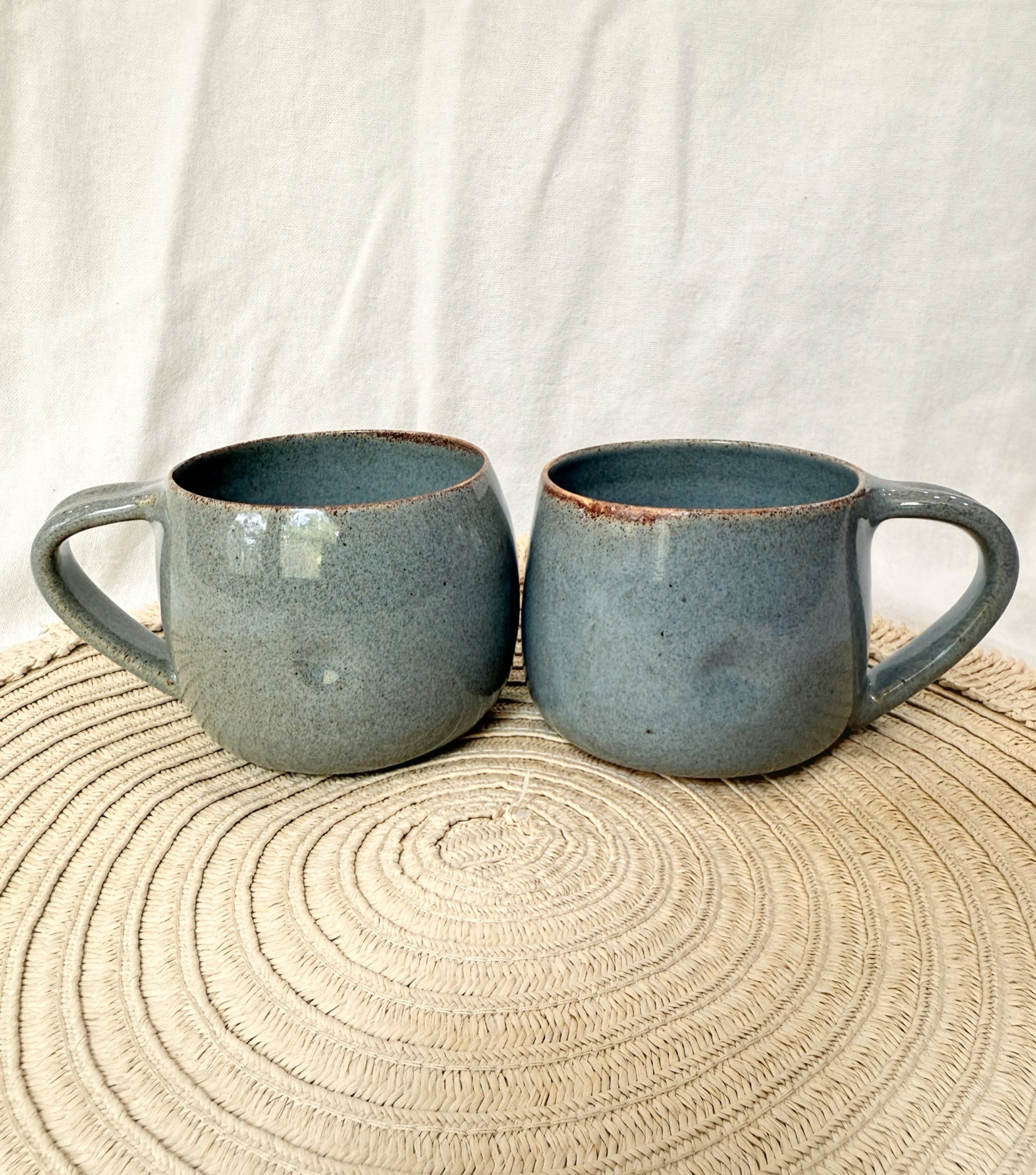 Dimpled Blue Coffee Mugs