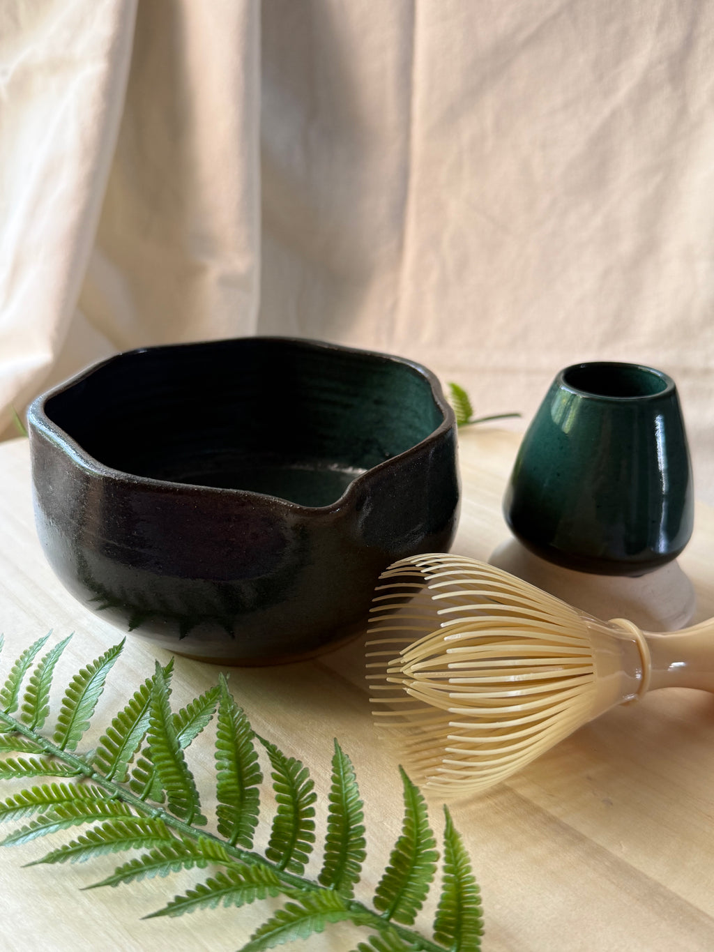 Woodland Matcha Bowl + Whisk holder set