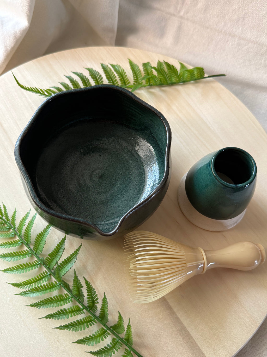 Woodland Matcha Bowl + Whisk holder set