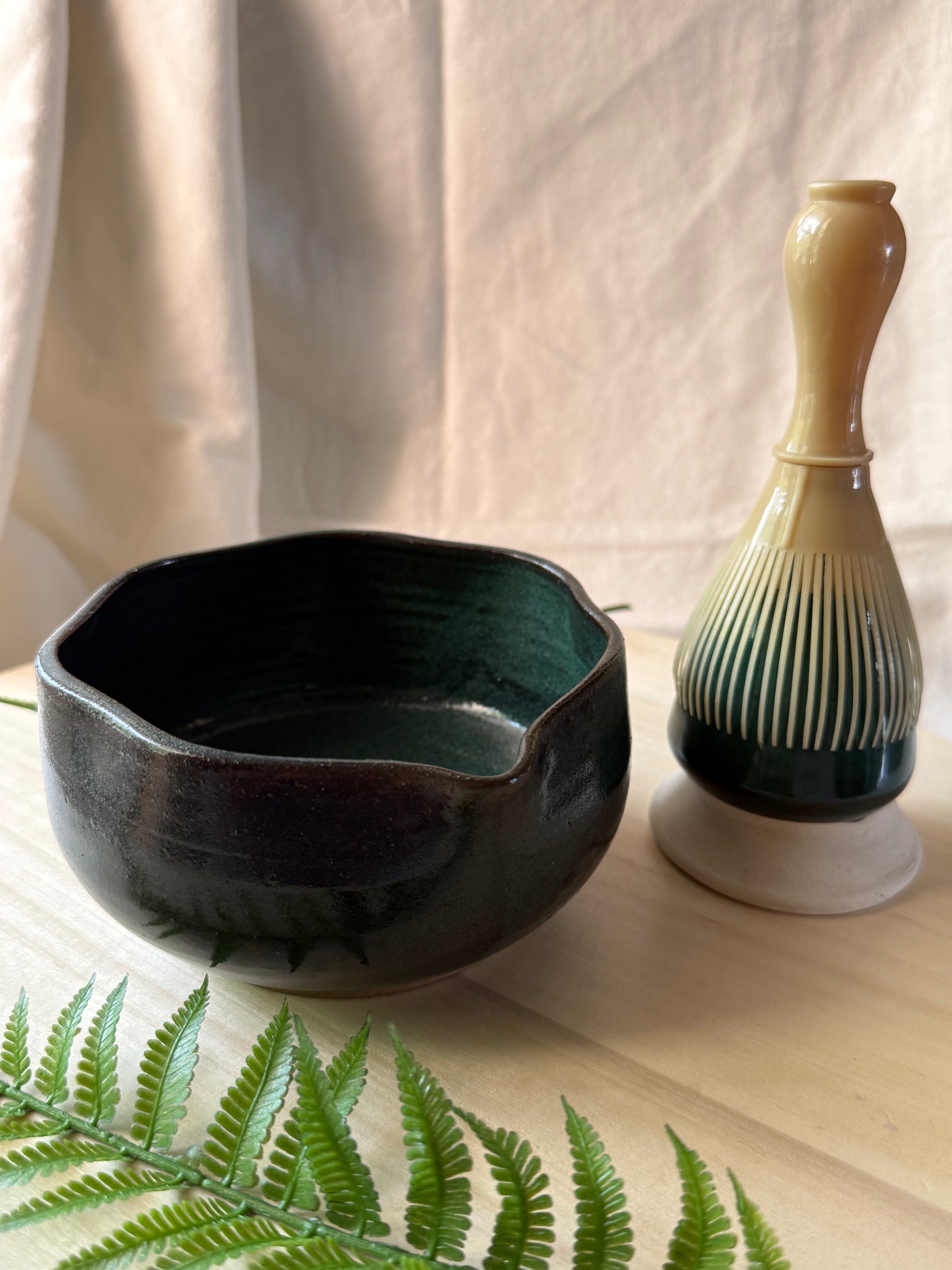 Woodland Matcha Bowl + Whisk holder set