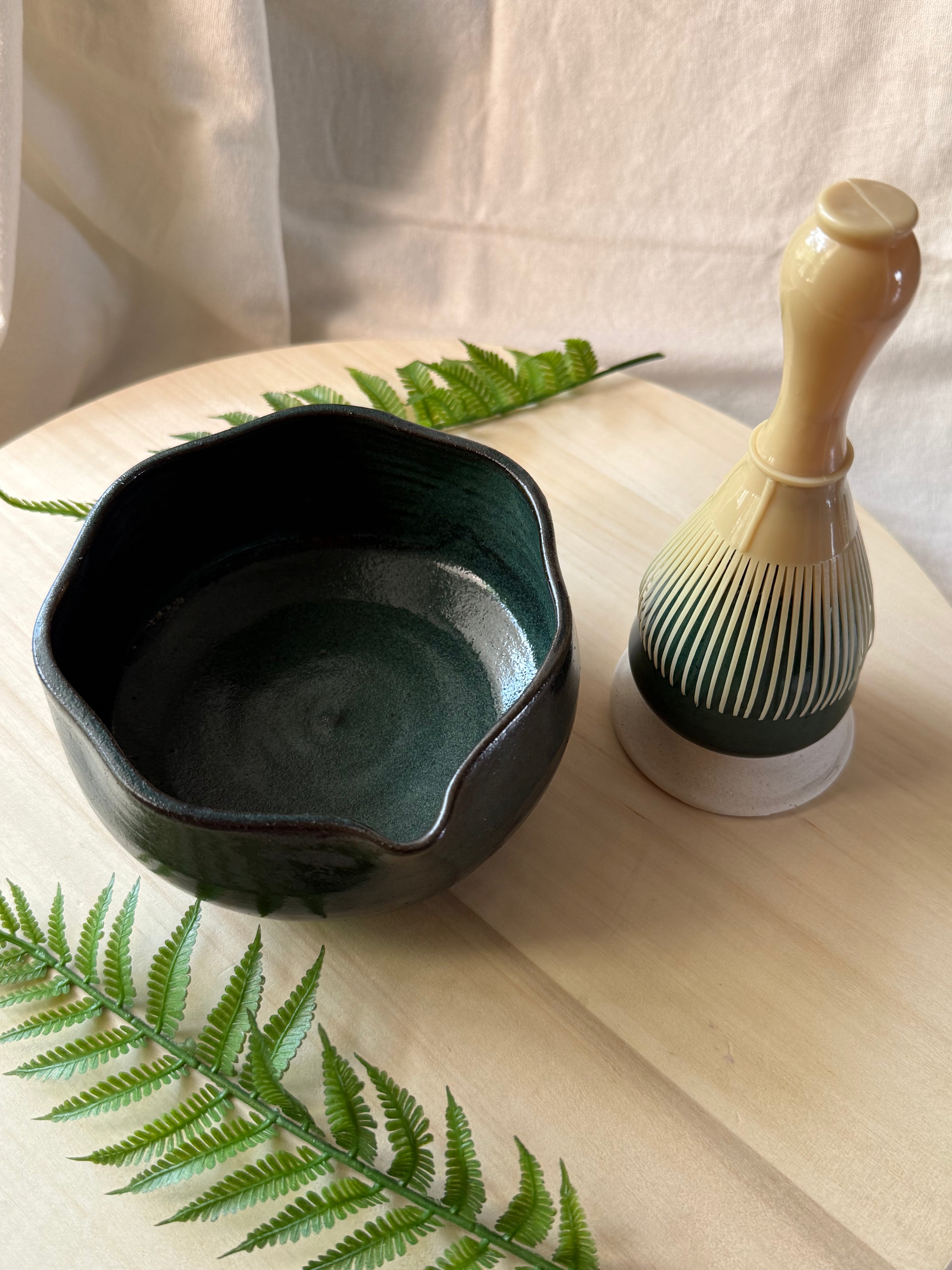 Woodland Matcha Bowl + Whisk holder set