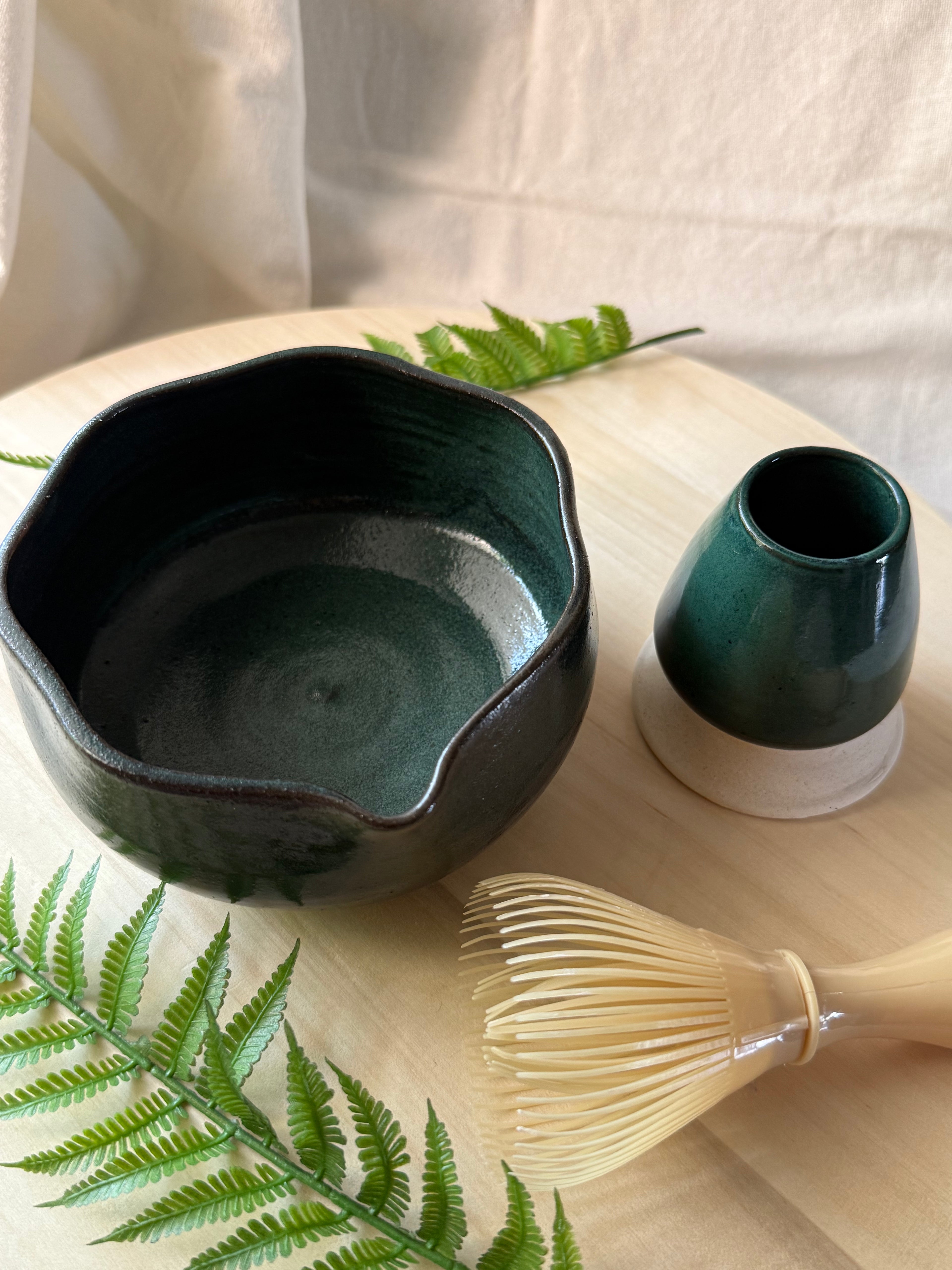 Woodland Matcha Bowl + Whisk holder set