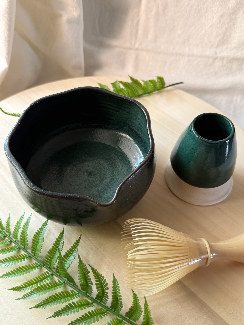 Woodland Matcha Bowl + Whisk holder set