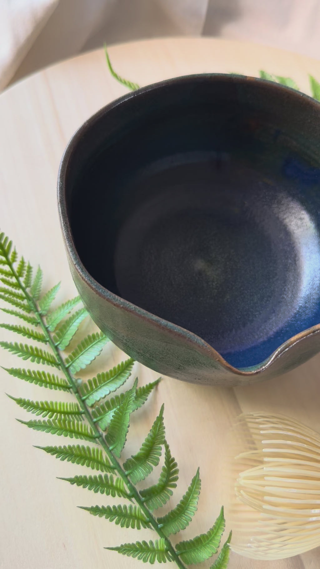 Twilight Fern Matcha Bowl + whisk holder