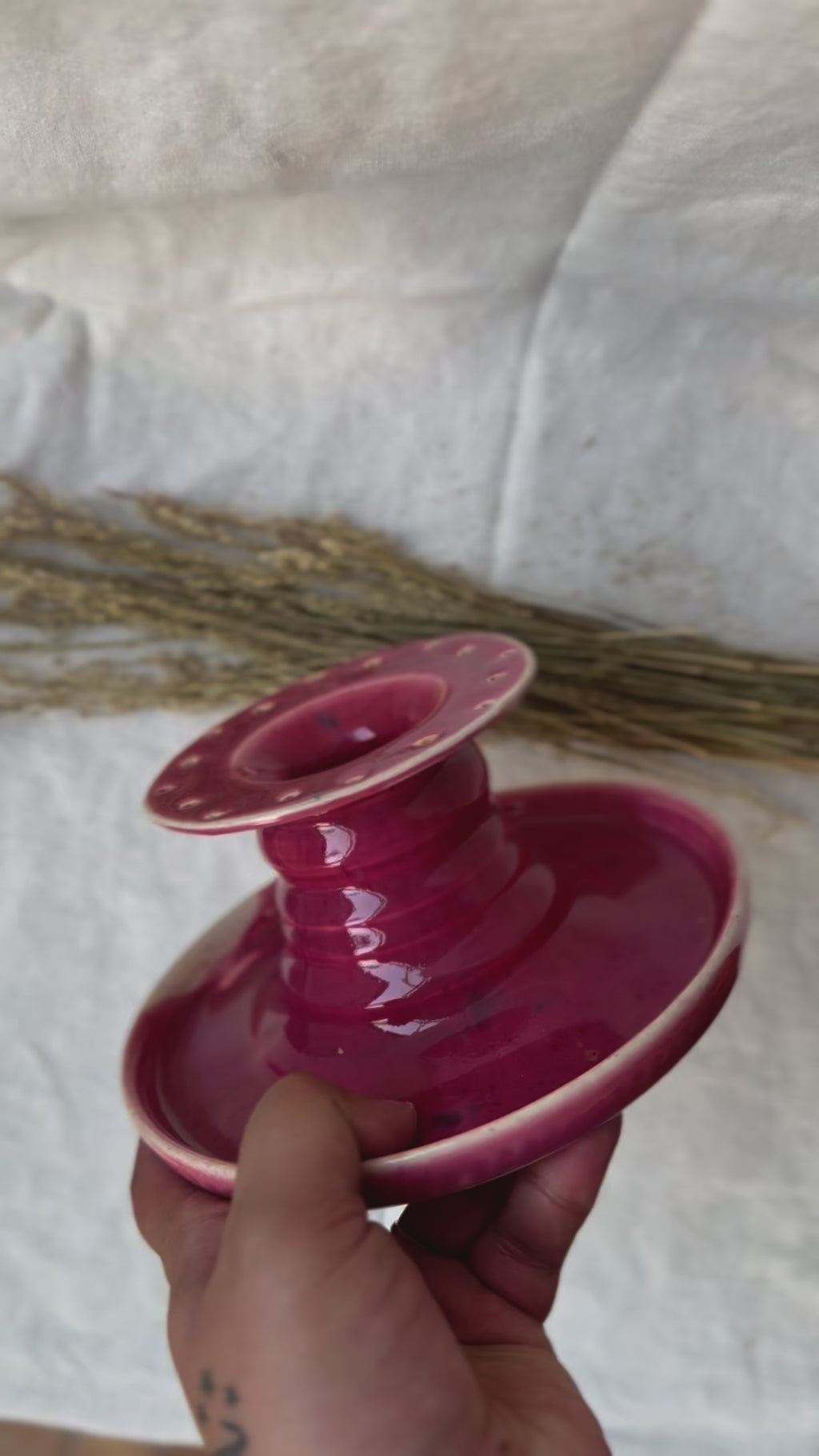Red-Pink Glazed Ceramic Trinket Dish – Beauty Meets Function